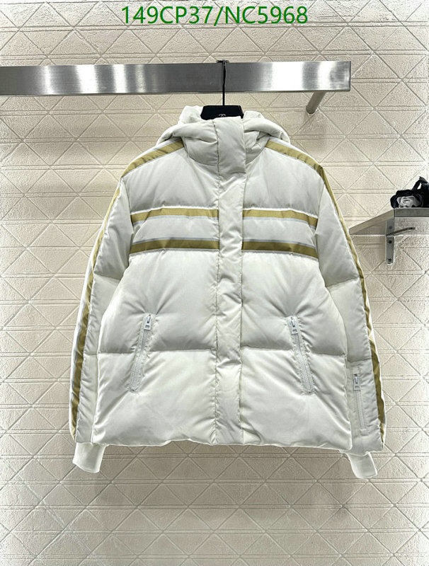 Dior Women's White Down Jacket with Striped Detail - Warm and Stylish