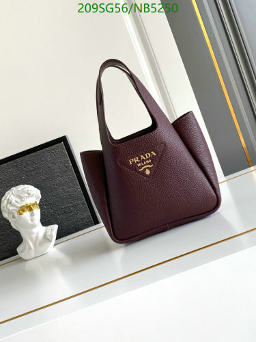 Prada Leather Mini Bag - 18x15.5x10CM, Model 1BA349, Genuine Leather, Burgundy Color