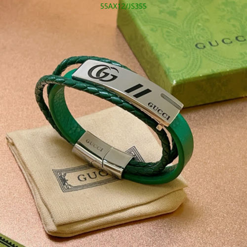 Gucci Green Leather Bracelet with Double G - Stylish Jewelry for Men and Women