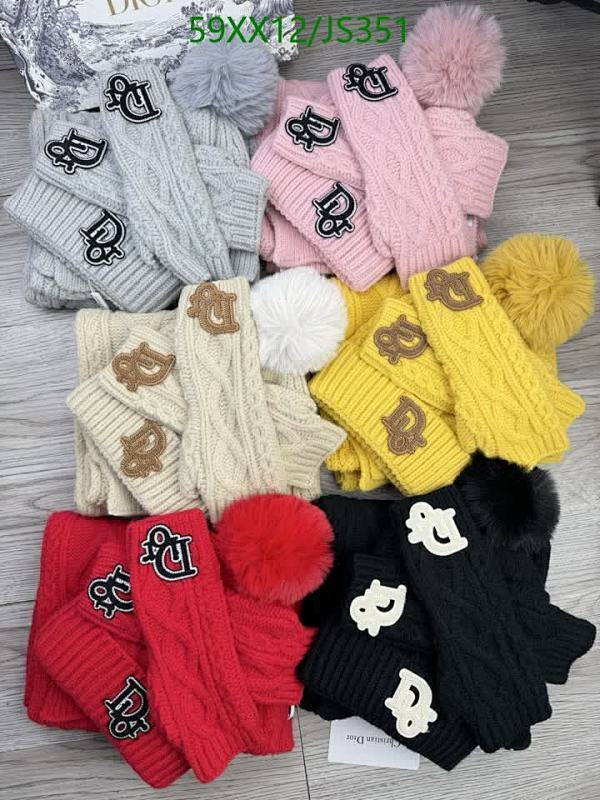 Dior Knitted Hat and Glove Set with Pom-Pom - Stylish Winter Accessories