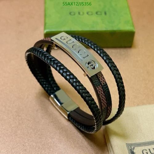 Gucci Leather Bracelet with Interlocking G, Men's Fashion Jewelry, Black