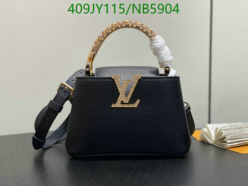 Louis Vuitton Capucines Mini Bag Black Genuine Leather 21 x 13.6 x 8 cm