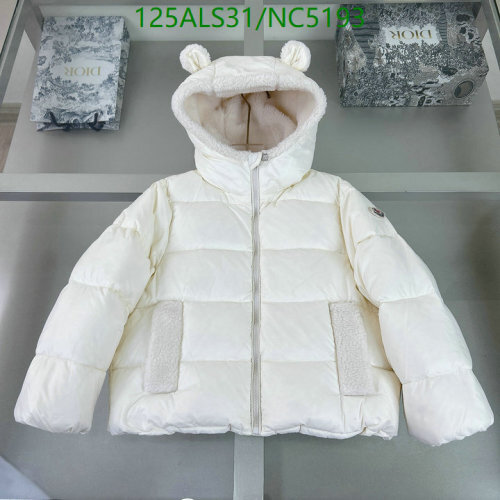 Moncler Kids' NC5193 White Down Padded Jacket with Bear Ear Hood for Children