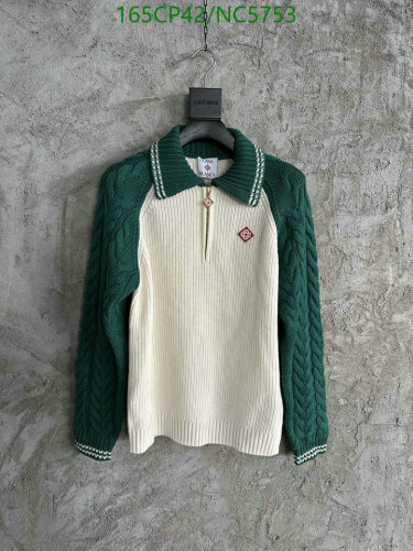 Casablanca Green & White Cable Knit Half-Zip Polo Sweater