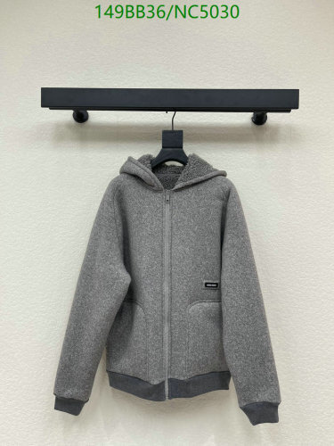 Miu Miu Women's Grey Cotton Blend Zip-Up Hoodie - Cozy and Stylish