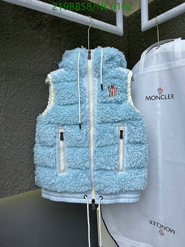 Moncler Women's Blue Fleece Down Vest NC6162 | Size 1-2-3