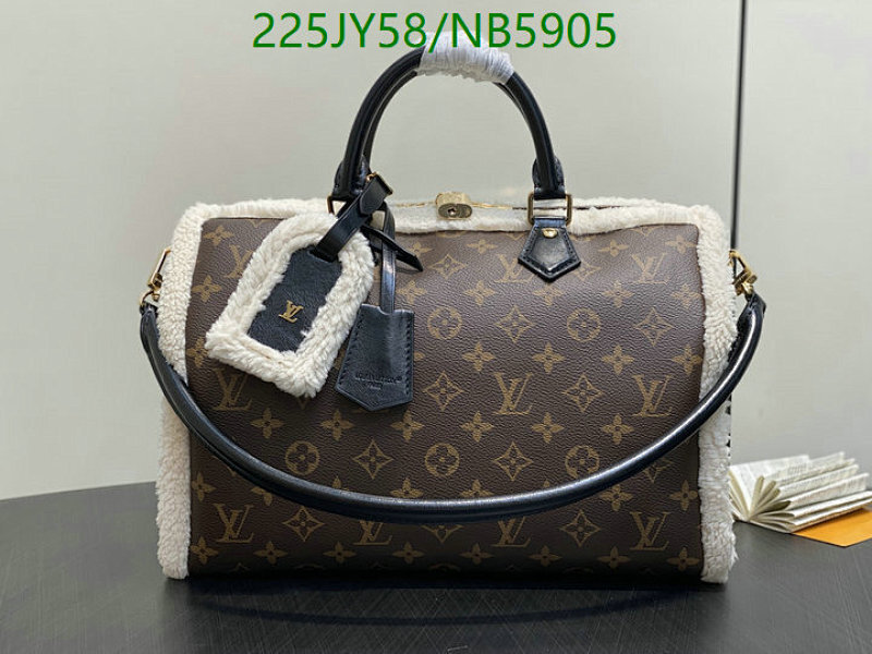 Louis Vuitton Speedy Bandouliere 30 Brown Monogram Coated Canvas Lambswool Bag