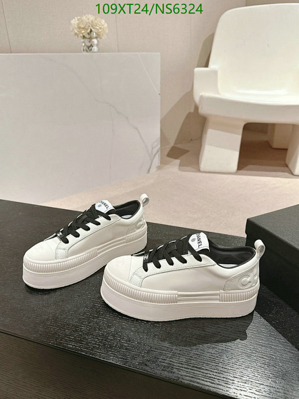 Chanel Women's White Leather Platform Sneakers NS6324 EU34-EU41