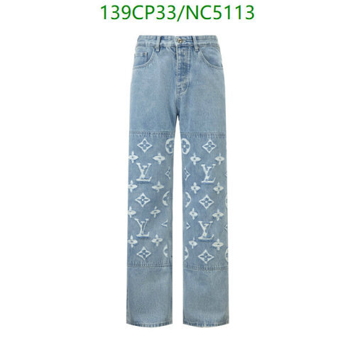 Louis Vuitton Denim Jeans with Monogram, Light Blue, Sizes 30-36