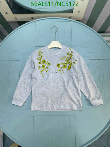 Gucci Kids' Floral Embroidered Gray Cotton Long Sleeve T-Shirt - Size 110-150