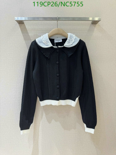 Chanel Women's Black & White Cardigan with Lace Collar - Sizes S, M, L