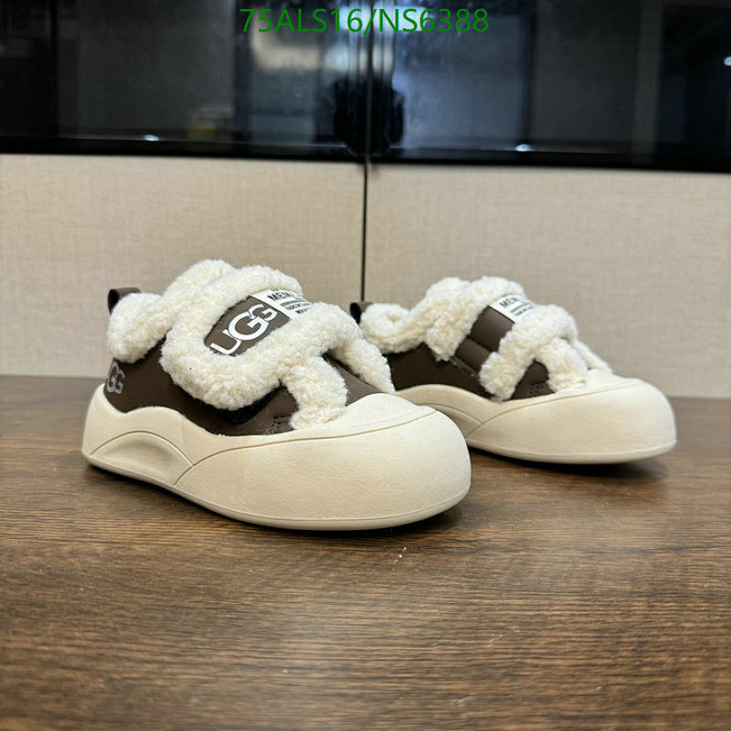 UGG Kids Fluff It Pop Sneakers - Brown Leather & Faux Shearling - EU26-37