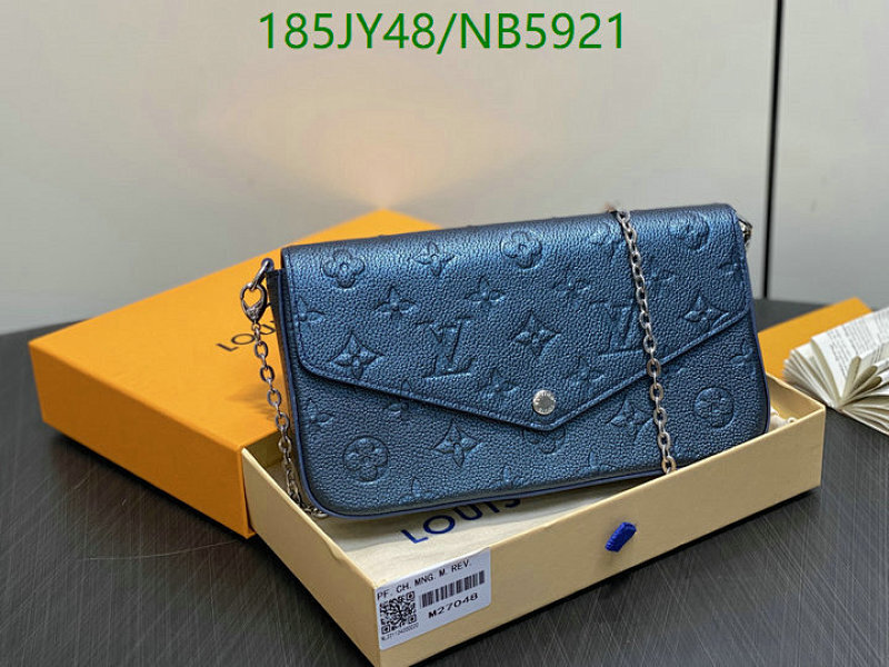 Louis Vuitton Blue Embossed Leather Wallet on Chain Crossbody Bag