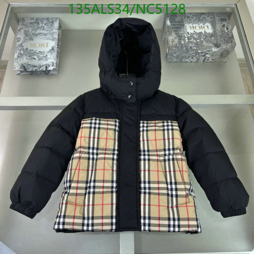 Burberry Kids Black Down Padded Jacket With Vintage Check Panels - Sizes 110-170