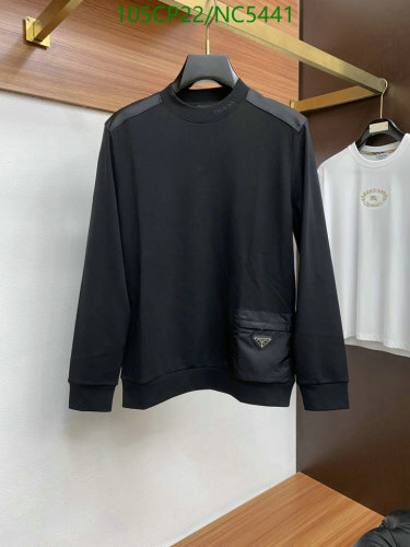 Prada Men's Black Long Sleeve Sweatshirt with Pocket - Stylish and Comfortable