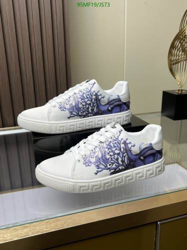 Versace Men's White Leather Sneakers with Neptune Print, EU38-45
