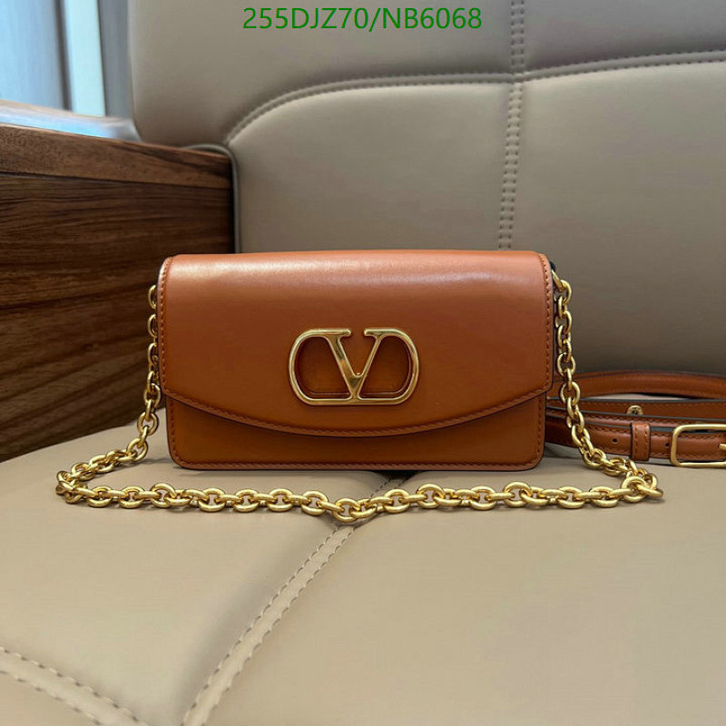 Valentino Garavani VLogo Chain Crossbody Bag Caramel Calfskin Leather