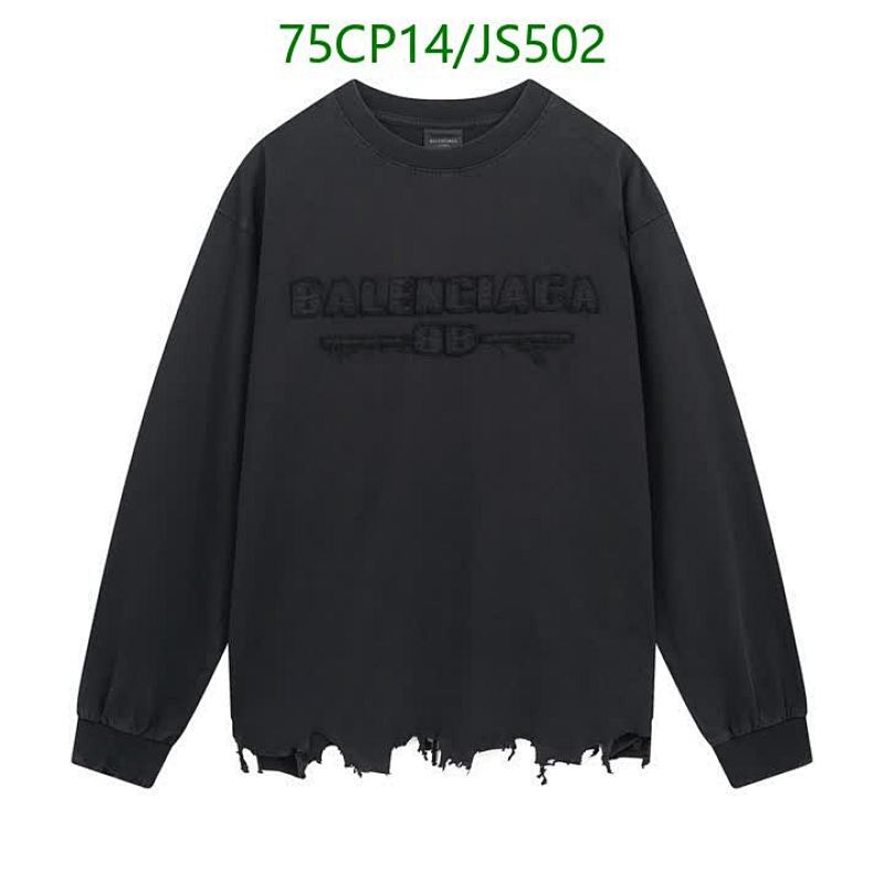 Balenciaga Cotton Long Sleeve T-shirt Street Style Distressed Hem, Black
