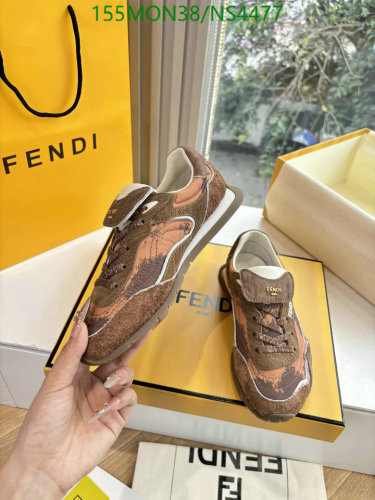 Fendi Men's Brown Cowhide & Sheepskin Sneakers - EU35-45 Unisex Shoes