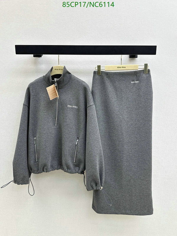 Miu Miu Women's Cotton Two-Piece Set, Gray Pullover and Midi Skirt 6 Miu Miu Women's Cotton Two-Piece Set, Gray Pullover and Midi Skirt