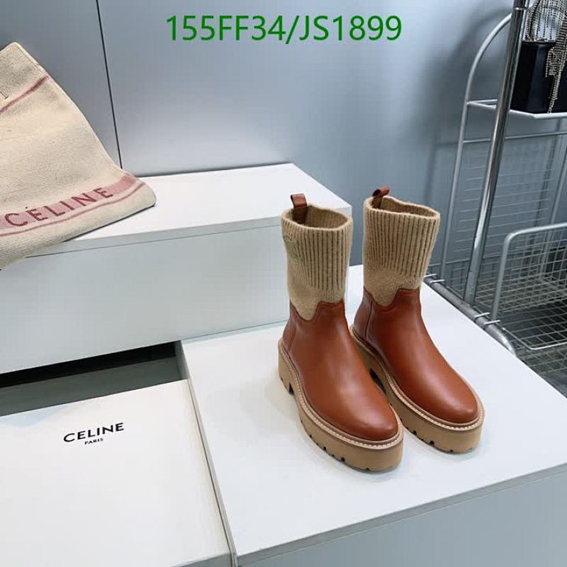 Celine Women's Boots Brown Sheepskin & Cowhide Knit Cuff, EU Size 35-41