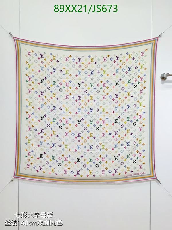 Louis Vuitton Multicolor Monogram Scarf, Silk and Cashmere, 140 x 140 cm