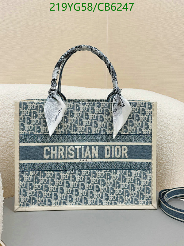 Christian Dior Blue Embroidered Canvas Book Tote Bag, 36.5*28*16.5CM