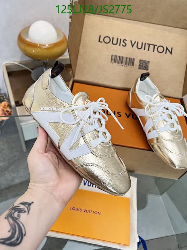 Louis Vuitton Women's Gold Leather Sneakers with White Accents - Size EU35-41