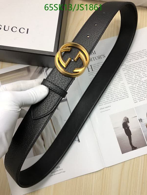 Gucci Belt with Interlocking G Buckle in Black Leather, 3.8cm Width
