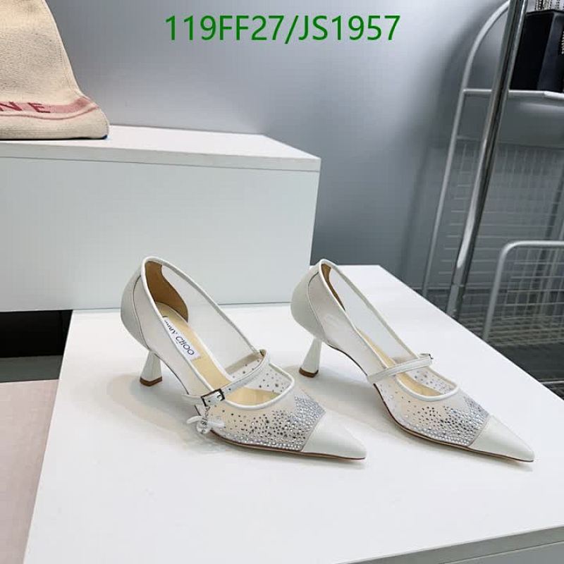 Jimmy Choo Women's White Sheepskin Embellished Pointed-Toe Pumps, Heel Height:8.5CM