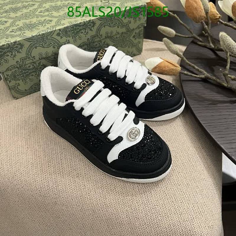 Gucci Kids Black Glitter Sneakers With White Leather Trim, Size EU24-35