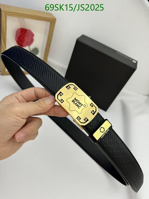 Montblanc Classic Black Cowhide Leather Belt with Gold-Tone Buckle, 3.5cm Width