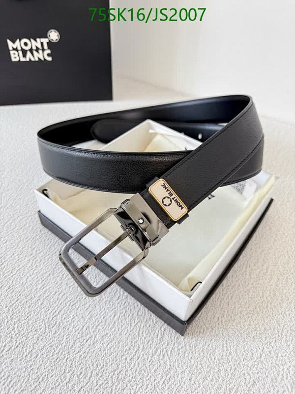 Montblanc Men's Classic Black Leather Belt with Stainless Steel Buckle
