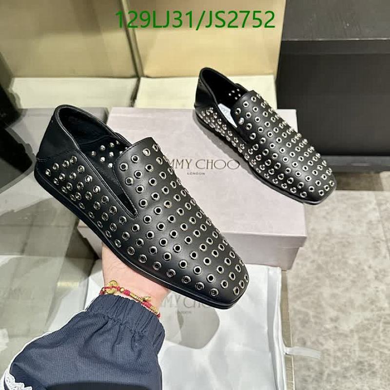 Jimmy Choo Women's Black Cowhide Leather Loafers with Silver Studs