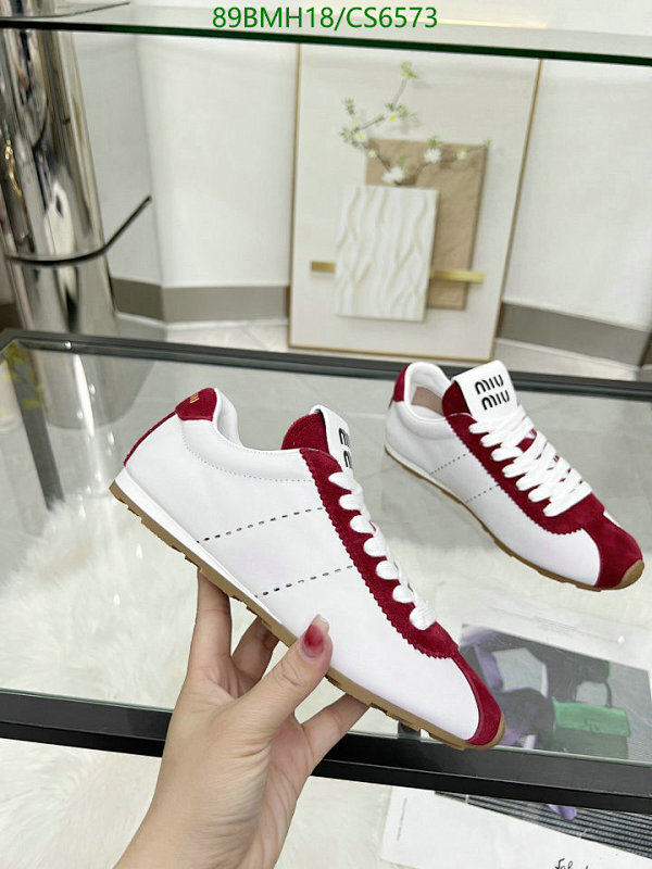 Miu Miu Women's White and Red Leather Sneakers - EU35-41