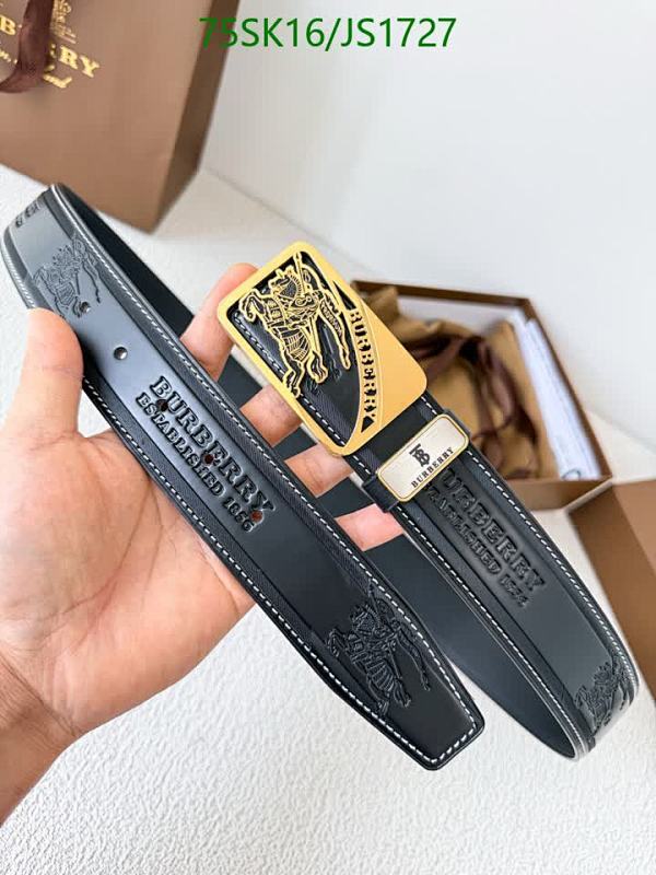 Burberry Horseferry Print Leather Belt, Gold-Tone Buckle, Adjustable Length