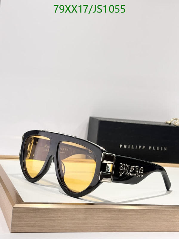 Philipp Plein JS1055 Black Aviator Sunglasses with Yellow Lens - Size 60-13-145