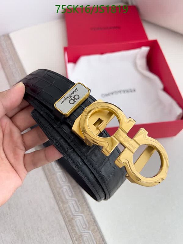 Salvatore Ferragamo Men's Belt - Black Leather with Gold Buckle