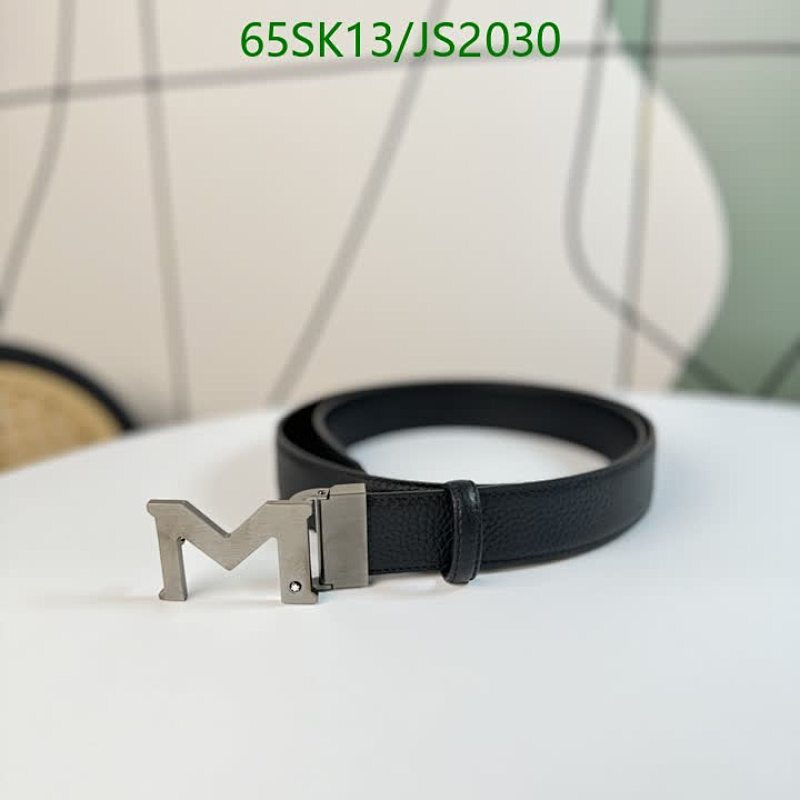 Montblanc Belt, Cowhide Leather, 3.5cm Width, Adjustable Length