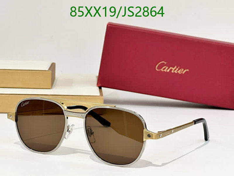 Cartier JS2864 Aviator Sunglasses | Brown Lens, Gold & Silver Frame, Size 56-20-145