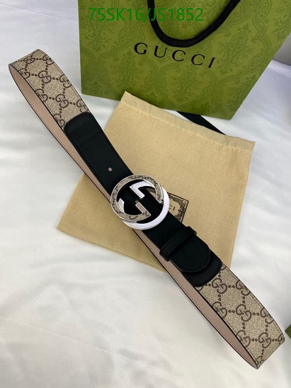 Gucci Belt with GG Supreme Pattern, Cowhide Leather, and Silver-Tone Buckle