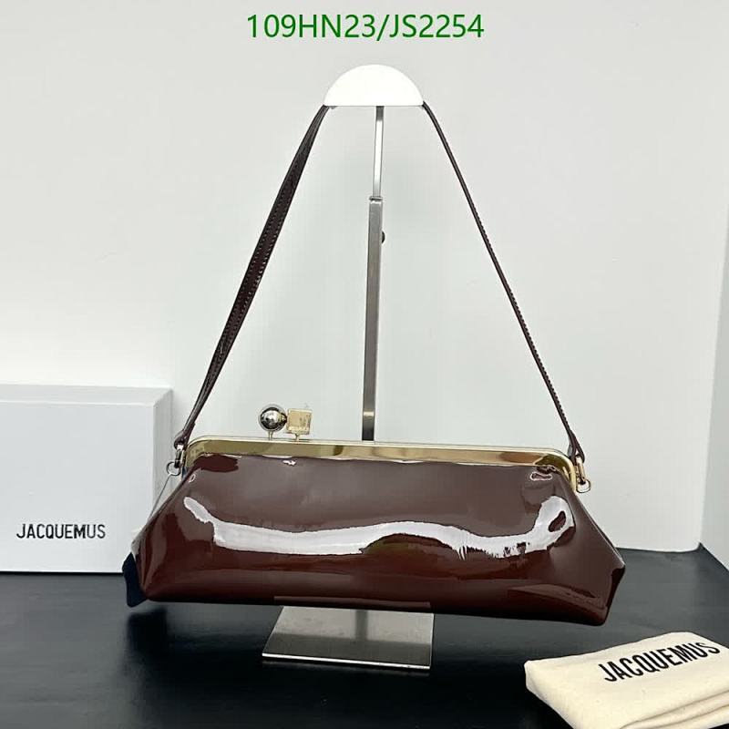 Jacquemus Le Bambino Top Handle Bag in Brown Patent Leather, 35*12*8.5CM
