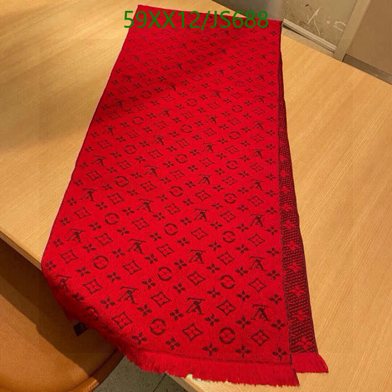 Louis Vuitton Red Cashmere Monogram Scarf 35-180 CM
