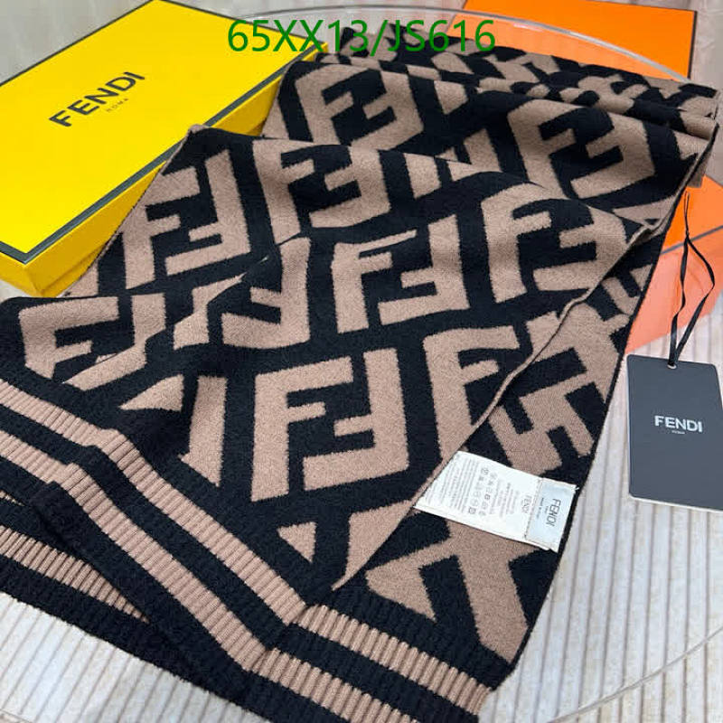 Fendi Knitted Wool Scarf with FF Logo, 190 x 30 cm - Classic Winter Style