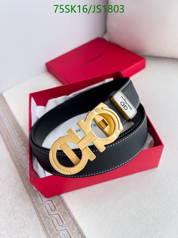 Salvatore Ferragamo Men's Leather Belt with Golden Double Gancini Buckle