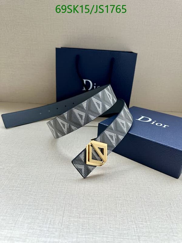 Dior Belt in Gray Cowhide Leather with Gold-Tone Buckle, 4.0cm Width