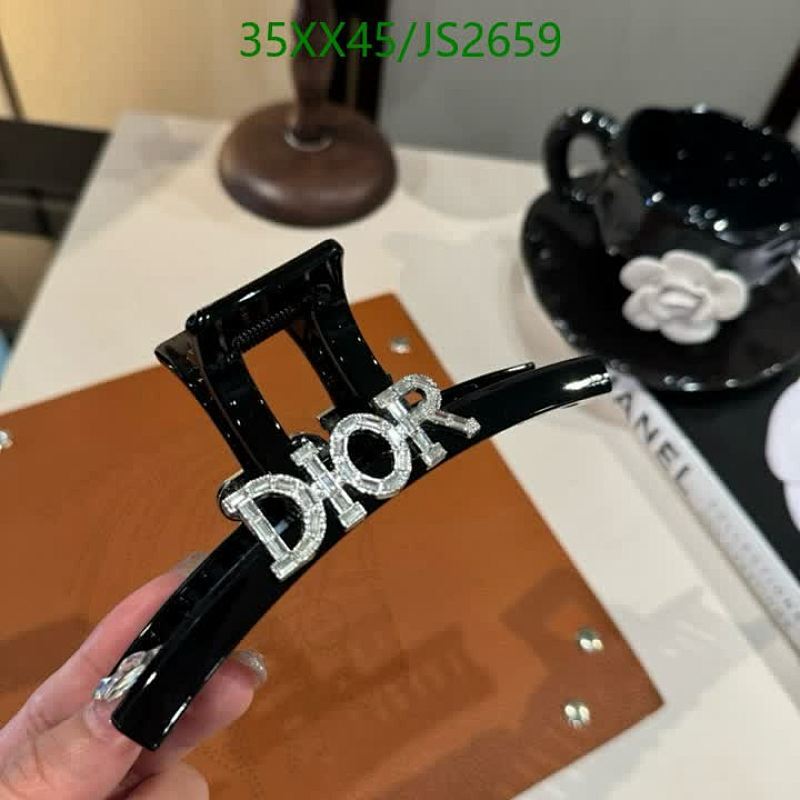 Dior Headband with Rhinestone Logo, Elegant Hair Claw Clip for Women