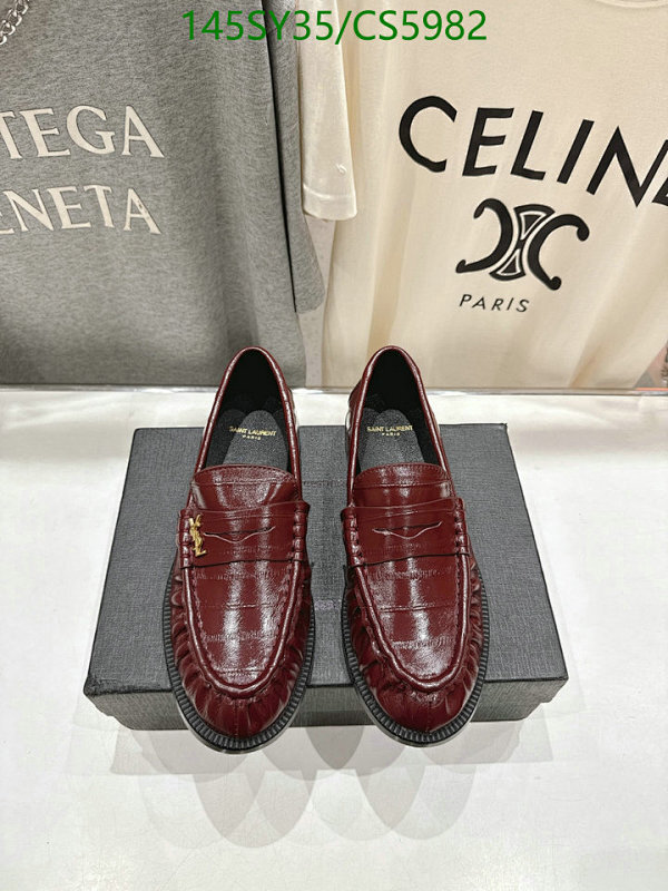 Saint Laurent Women's Leather Loafers with Gold-Tone Hardware, Burgundy