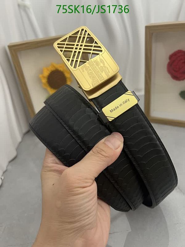 Burberry Leather Belt with Gold Buckle, Made in Italy, Adjustable Length