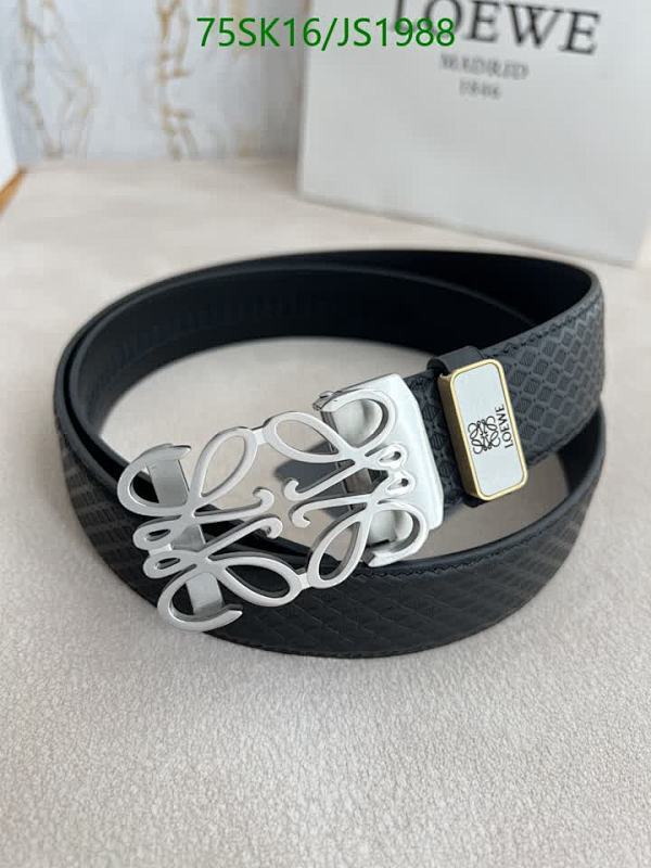 Loewe Belt for Men, Black Cowhide Leather Belt with Anagram Buckle, 3.5cm Width